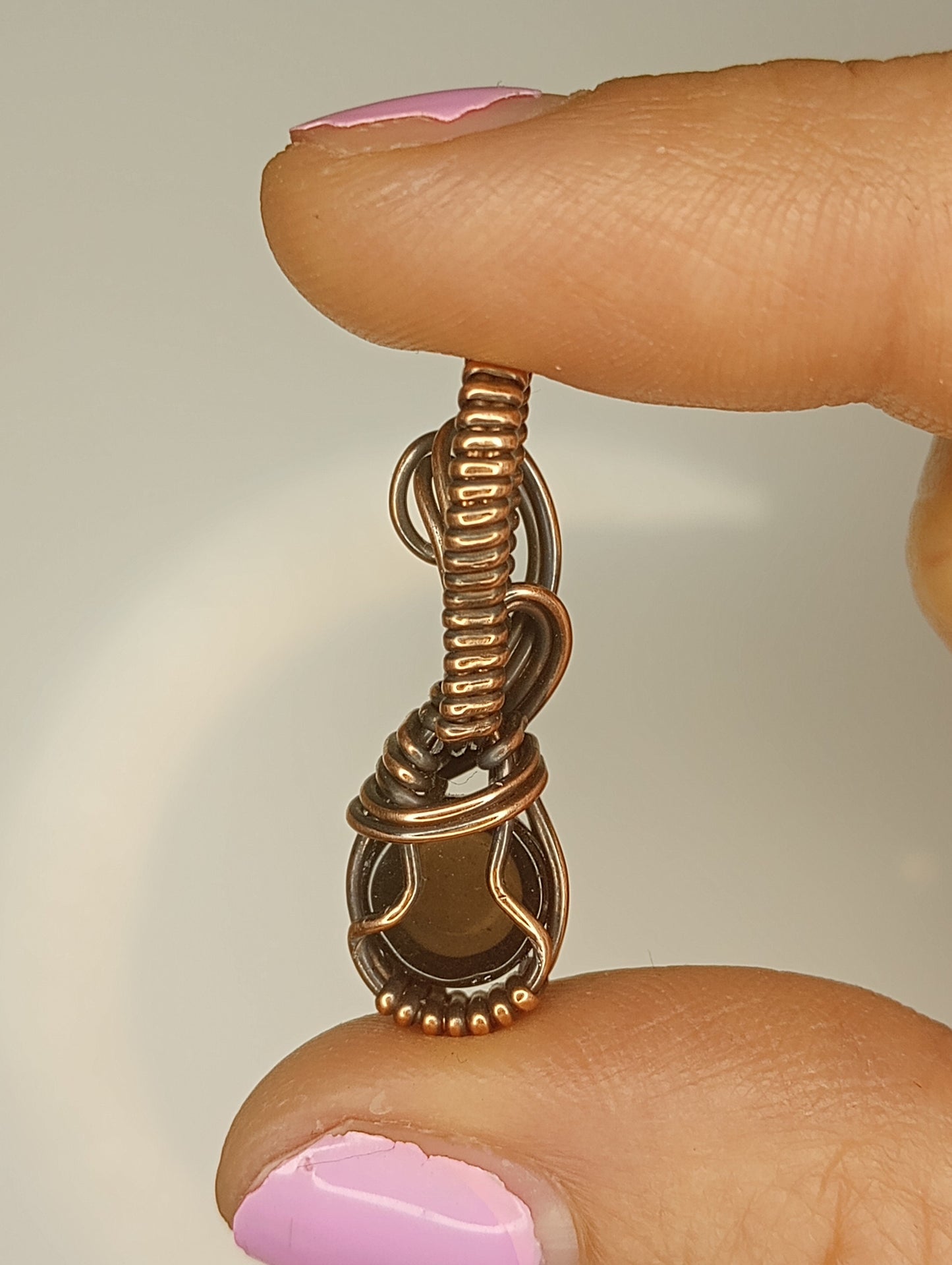 Smokey Quartz mini Pendant | Copper - Wire Wrapped Handmade Jewelry | Natural Crystal | Boho | 24 inch copper plated chain included