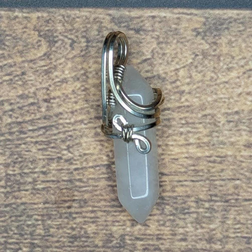 Rose Quartz Pendant | Sterling Silver - Wire Wrapped Handmade Jewelry | Natural Crystal | 20 inch stainless steel chain included