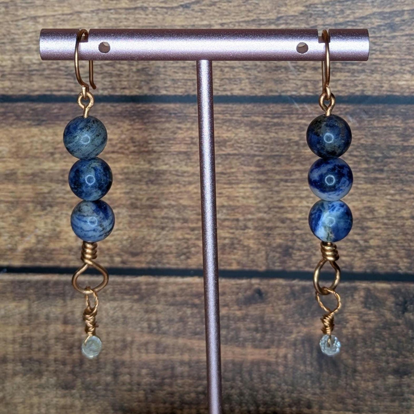 Copper and Natural Stone Earring Pair, with Copper Ear Wire