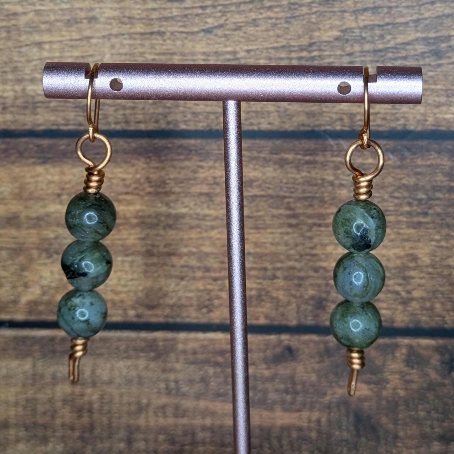 Copper and Natural Stone Earring Pair, with Copper Ear Wire