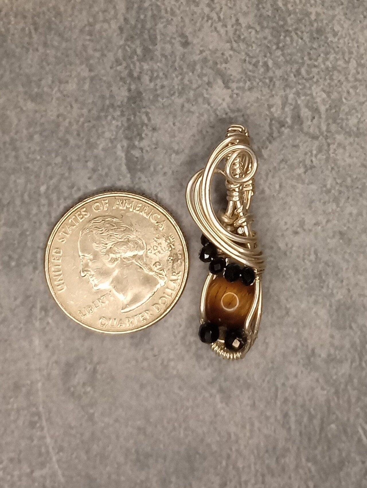 Tigers Eye Pendant | Sterling Silver- Wire Wrapped Handmade Jewelry | Natural Crystal | Boho
