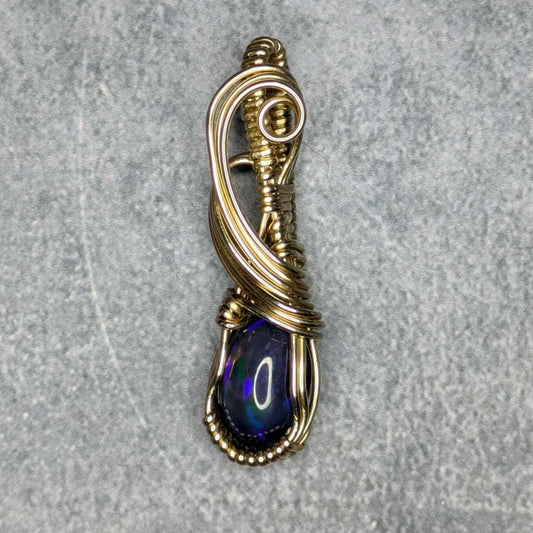 Opal Pendant | 14kt Gold Fill - Wire Wrapped Handmade Jewelry | Natural Crystal | Boho | 16 inch 14kt Gold Fill chain included
