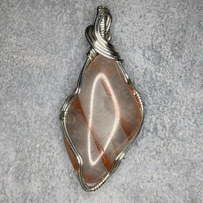 Hemtoid Quartz Pendant | Sterling Silver - Wire Wrapped Handmade Jewelry | Natural Crystal | 20 inch stainless steel chain included