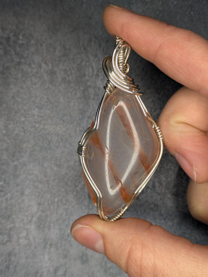 Hemtoid Quartz Pendant | Sterling Silver - Wire Wrapped Handmade Jewelry | Natural Crystal | 20 inch stainless steel chain included