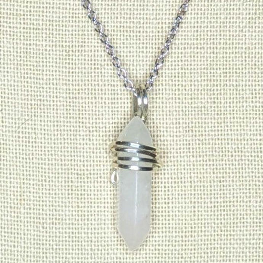 Rose Quartz Pendant | Sterling Silver - Wire Wrapped Handmade Jewelry | Natural Crystal | 20 inch stainless steel chain included