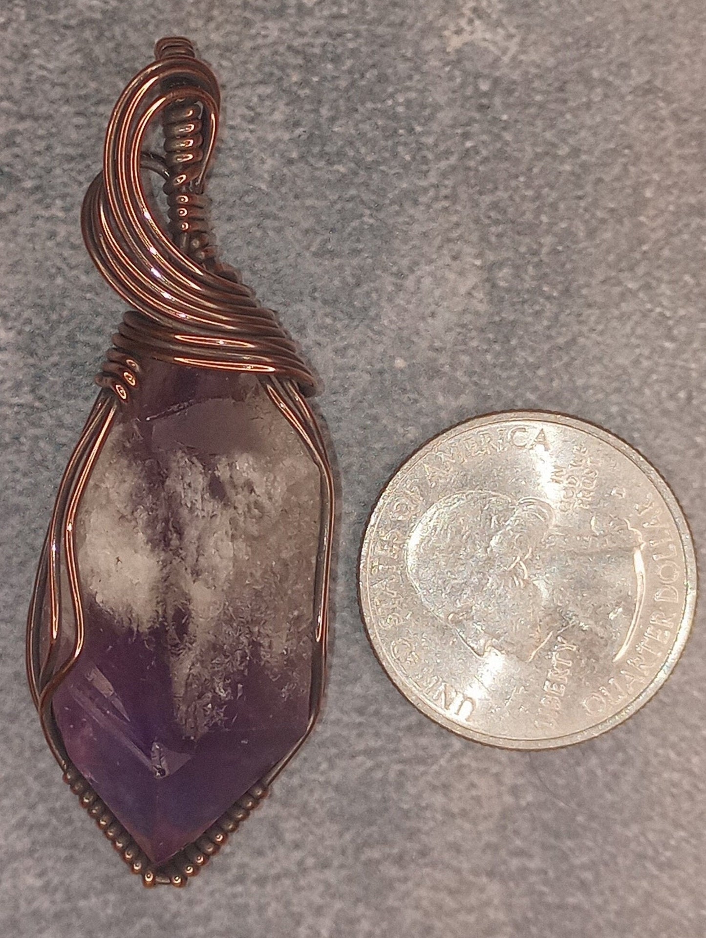 Amethyst Dragonstooth Pendant | Copper - Wire Wrapped Handmade Jewelry | Natural Crystal | Boho, Statement