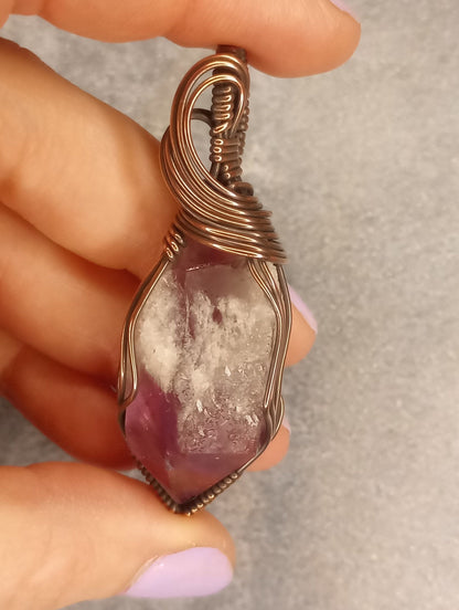 Amethyst Dragonstooth Pendant | Copper - Wire Wrapped Handmade Jewelry | Natural Crystal | Boho, Statement