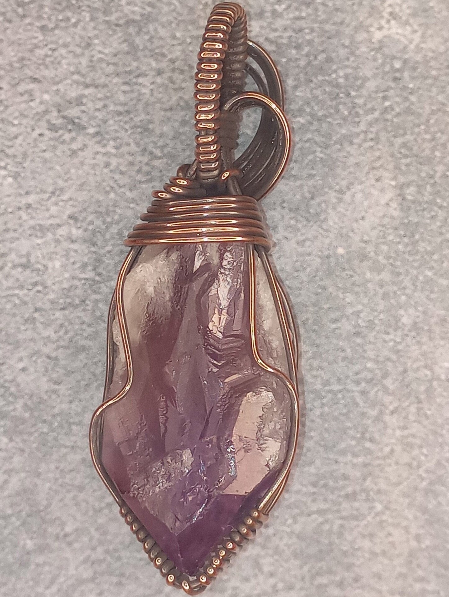 Amethyst Dragonstooth Pendant | Copper - Wire Wrapped Handmade Jewelry | Natural Crystal | Boho, Statement
