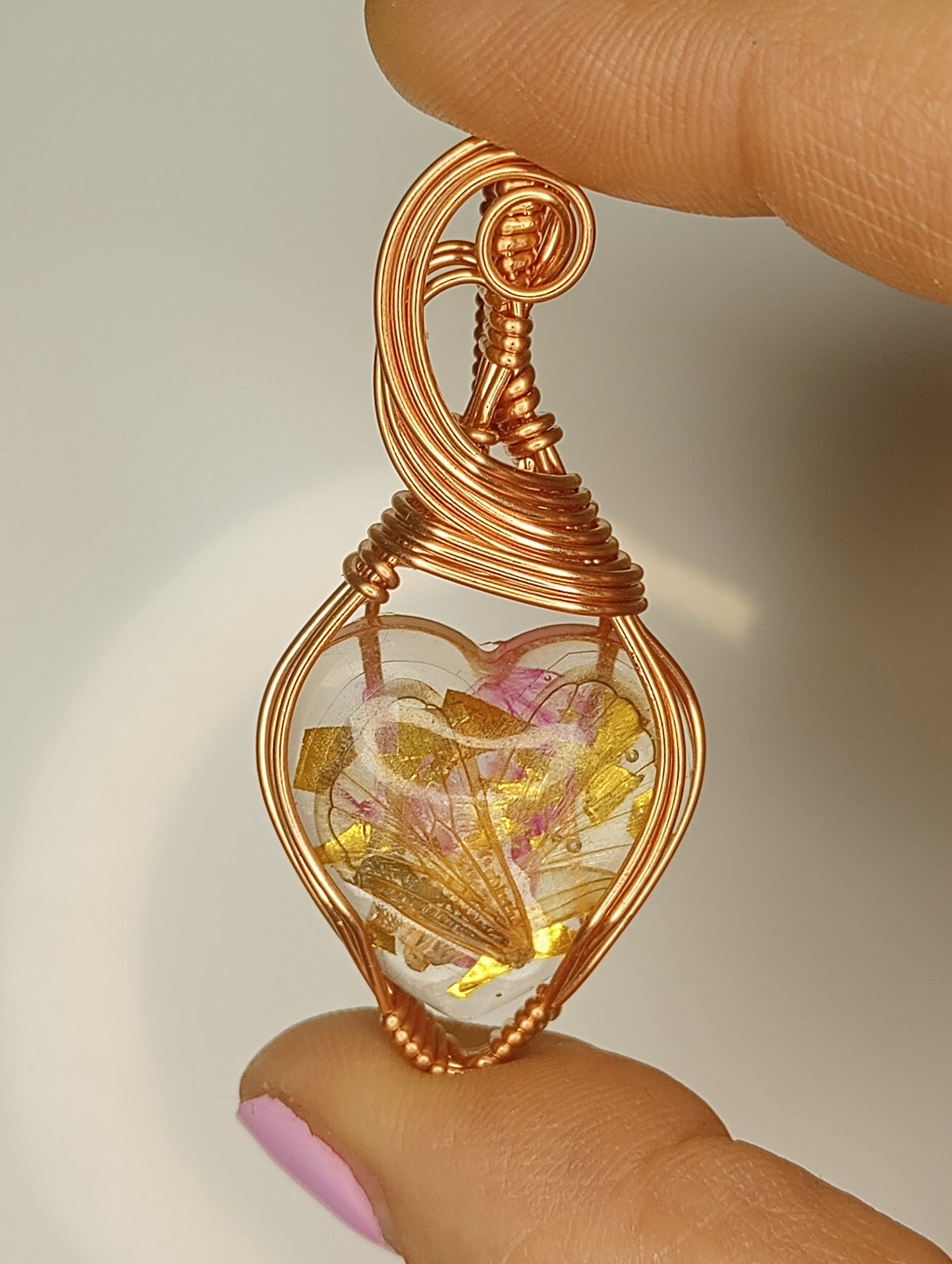 Cicada Wings in Resin Pendant | Locally collected 2024 brood | Copper - Wire Wrapped Handmade Jewelry | 24 inch copper plated chain included