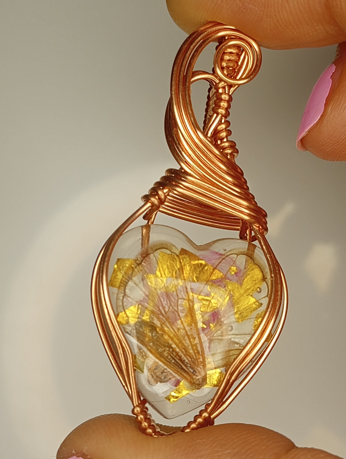 Cicada Wings in Resin Pendant | Locally collected 2024 brood | Copper - Wire Wrapped Handmade Jewelry | 24 inch copper plated chain included