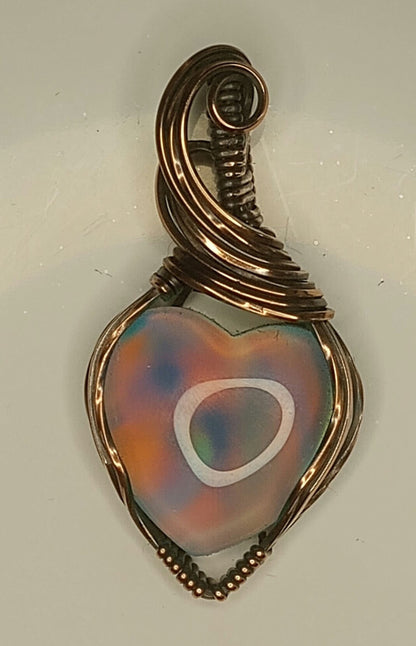 Aurora Opal Pendant | Copper - Wire Wrapped Handmade Jewelry | Boho | 24 inch copper plated chain included