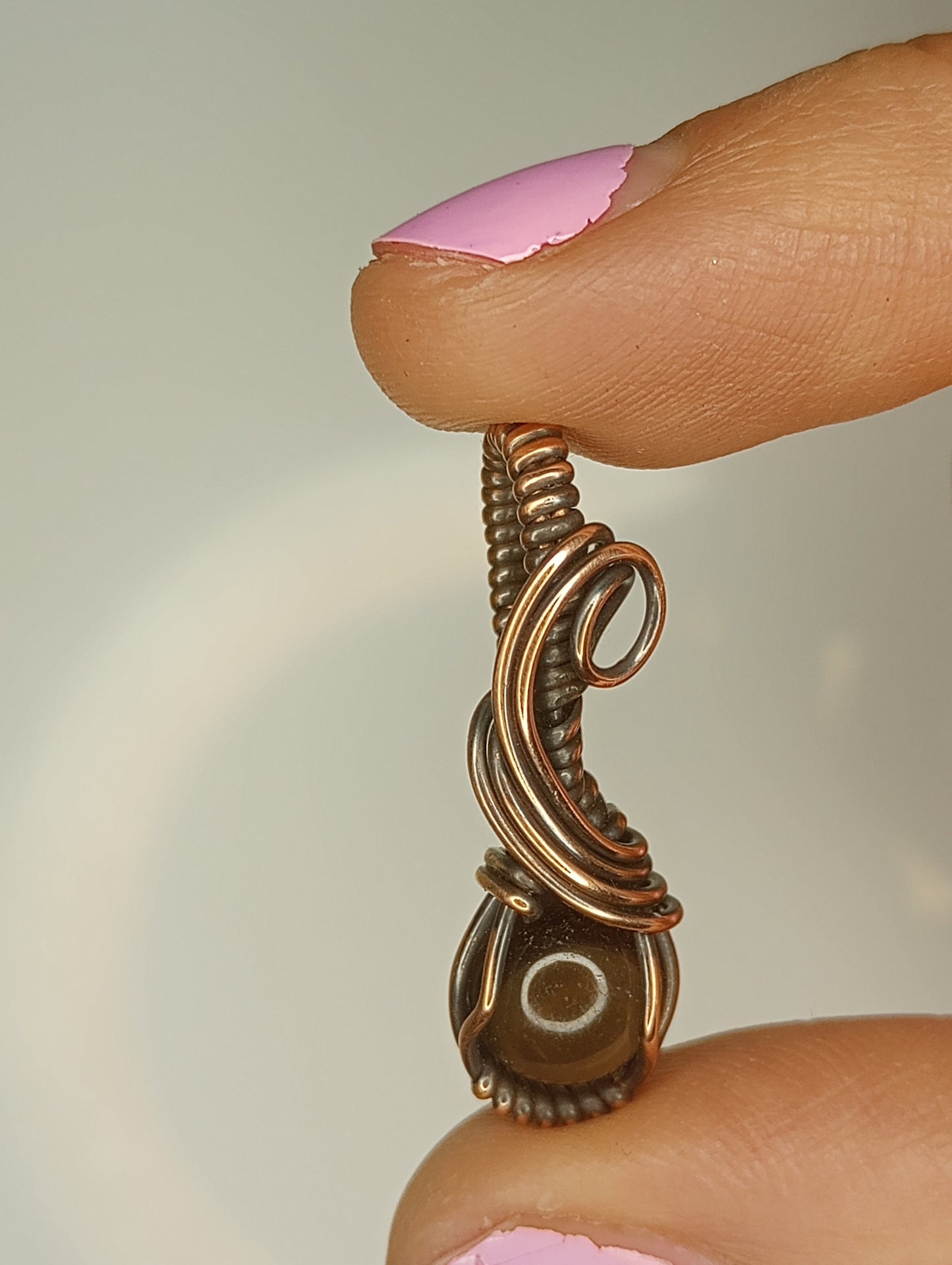 Smokey Quartz mini Pendant | Copper - Wire Wrapped Handmade Jewelry | Natural Crystal | Boho | 24 inch copper plated chain included