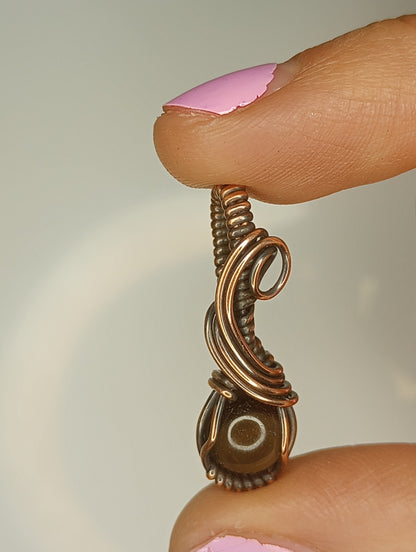 Smokey Quartz mini Pendant | Copper - Wire Wrapped Handmade Jewelry | Natural Crystal | Boho | 24 inch copper plated chain included