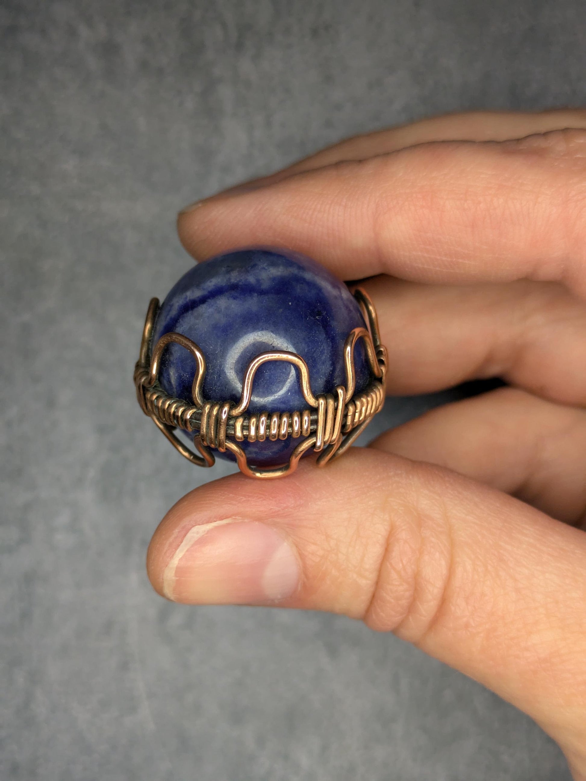 Sodalite Pendant | Copper - Wire Wrapped Handmade Jewelry | Natural Crystal | Boho, Statement