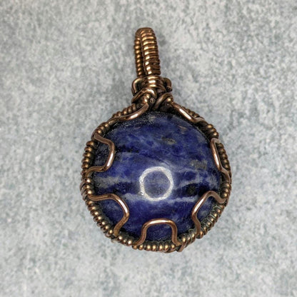 Sodalite Pendant | Copper - Wire Wrapped Handmade Jewelry | Natural Crystal | Boho, Statement