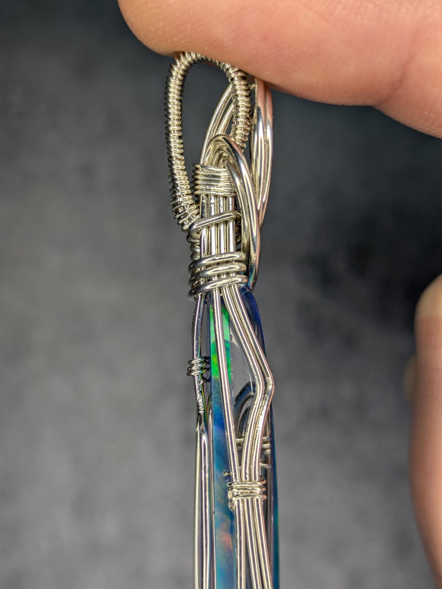 Aurora Opal Pendant | Sterling Silver - Wire Wrapped Handmade Jewelry | 20 inch stainless steel chain included