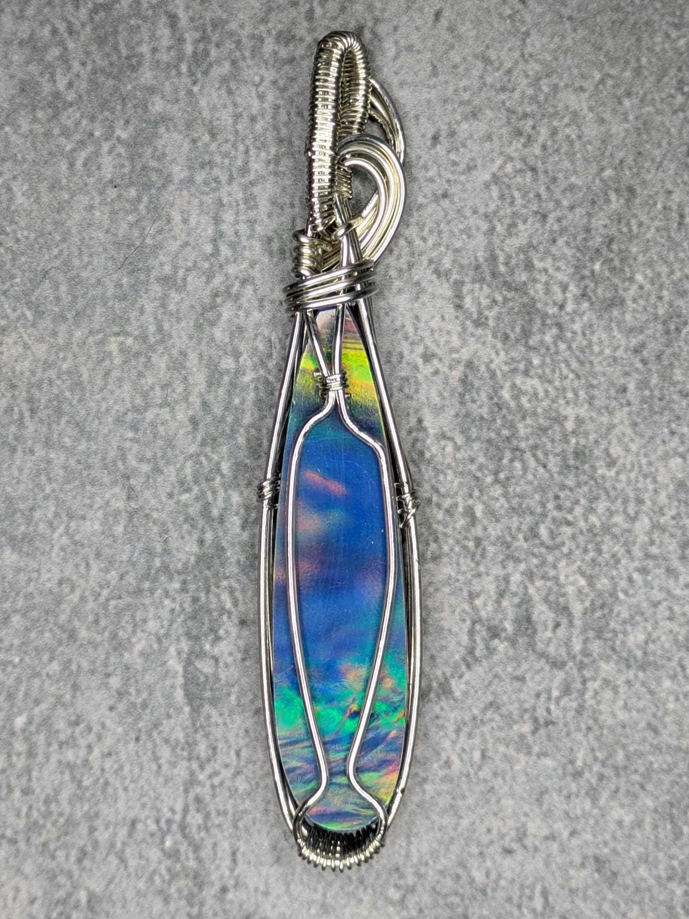 Aurora Opal Pendant | Sterling Silver - Wire Wrapped Handmade Jewelry | 20 inch stainless steel chain included