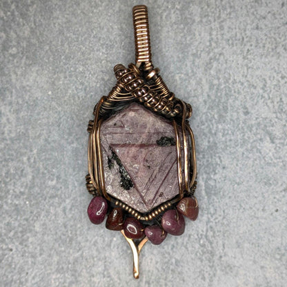 Ruby Pendant | Copper - Wire Wrapped Handmade Jewelry | Natural Crystal | Boho | 24 inch copper plated chain included