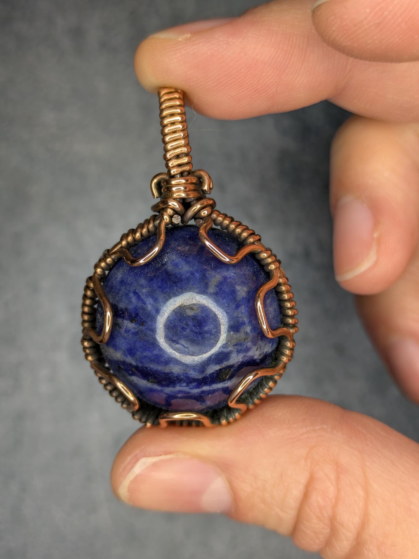 Sodalite Pendant | Copper - Wire Wrapped Handmade Jewelry | Natural Crystal | Boho, Statement