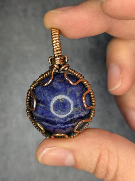 Sodalite Pendant | Copper - Wire Wrapped Handmade Jewelry | Natural Crystal | Boho, Statement