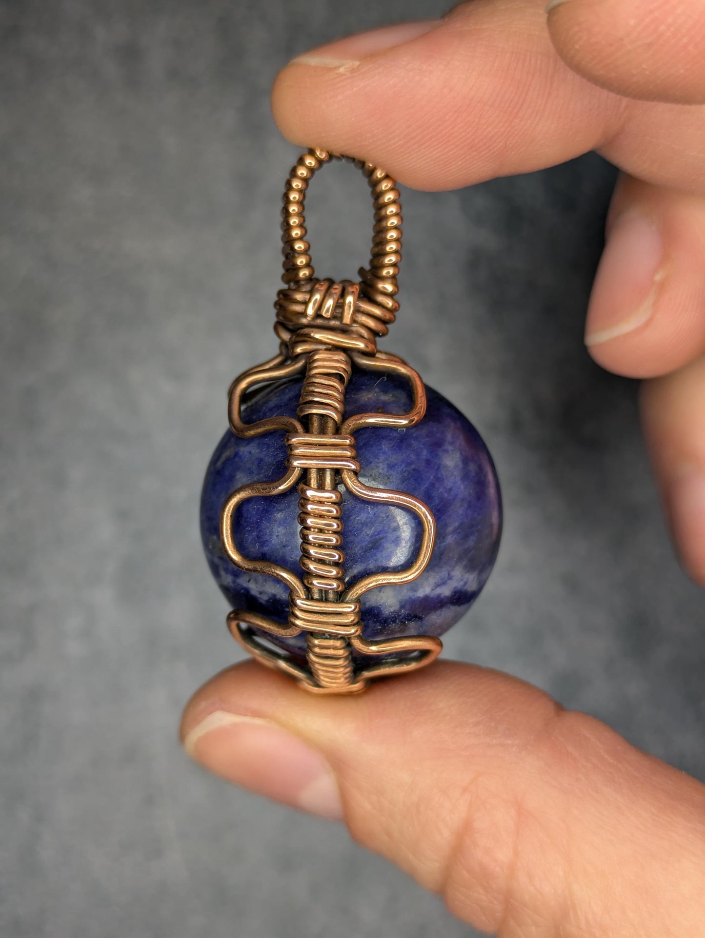 Sodalite Pendant | Copper - Wire Wrapped Handmade Jewelry | Natural Crystal | Boho, Statement