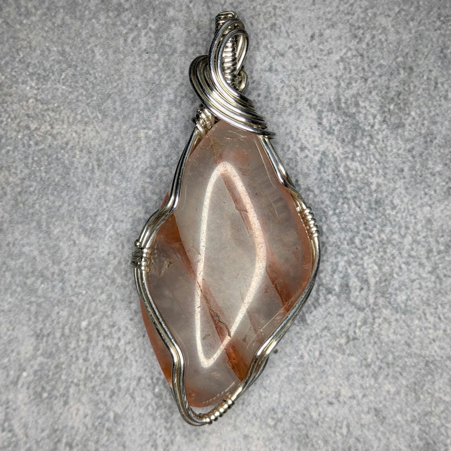 Hemtoid Quartz Pendant | Sterling Silver - Wire Wrapped Handmade Jewelry | Natural Crystal | 20 inch stainless steel chain included