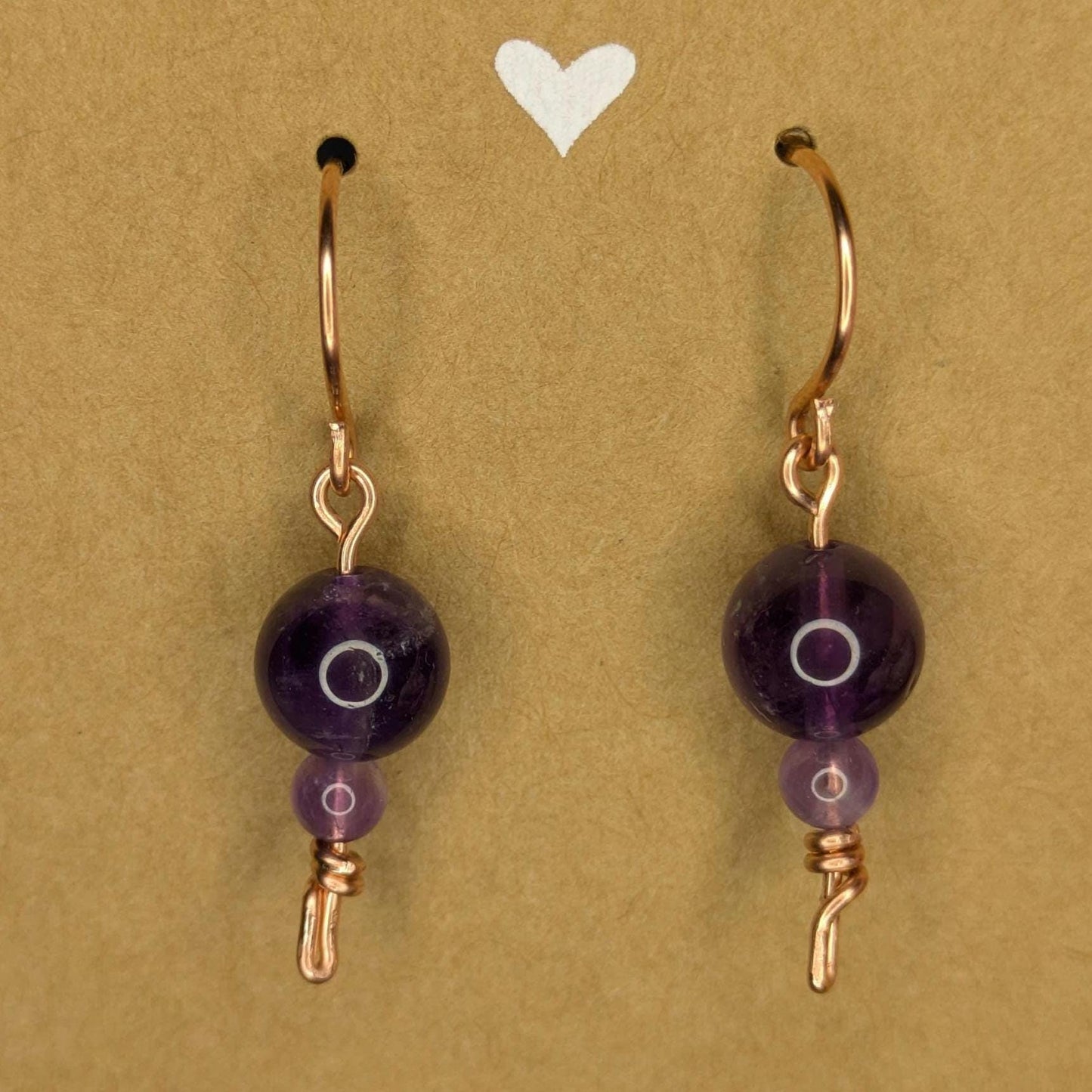 Amethyst Copper and Natural Stone Earring Pair