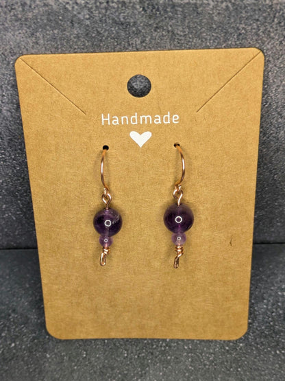 Amethyst Copper and Natural Stone Earring Pair