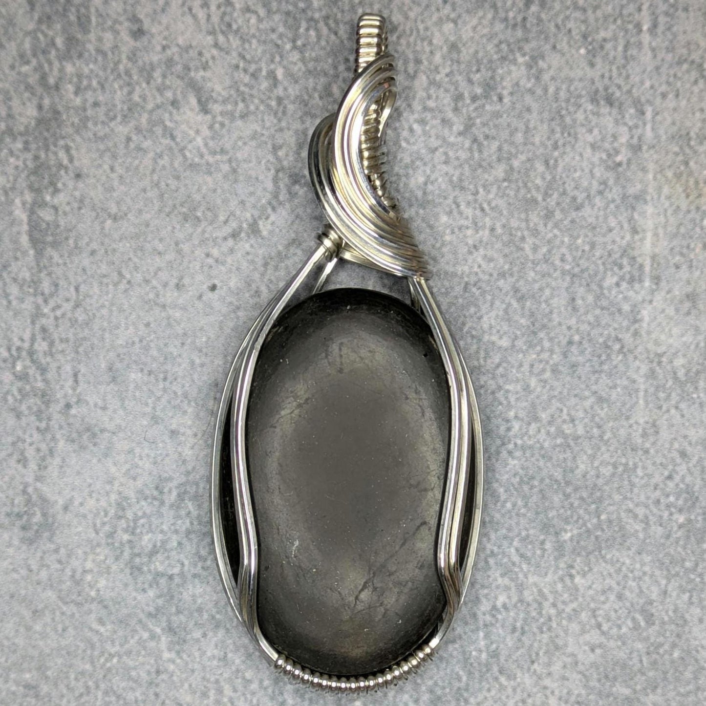 Shungite Pendant | Sterling Silver - Wire Wrapped Handmade Jewelry | Natural Crystal | 20 inch stainless steel chain included