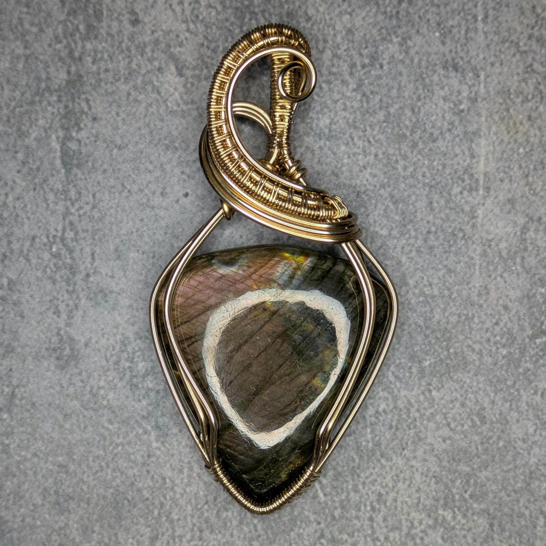 Labradorite Pendant | 14kt Gold Fill - Wire Wrapped Handmade Jewelry | Natural Crystal | Boho | 16 inch 14kt Gold Fill chain included