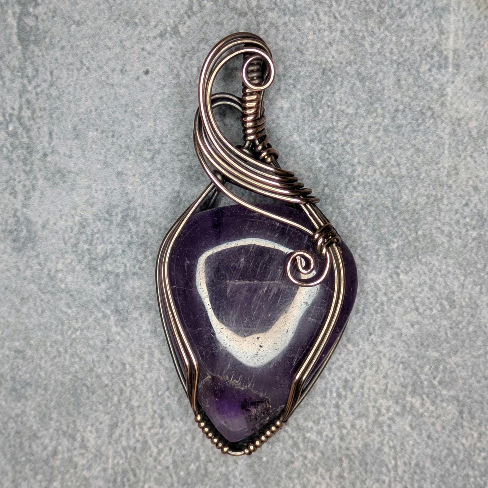 Amethyst Pendant | Copper - Wire Wrapped Handmade Jewelry | Natural Crystal | Boho | 24 inch copper plated chain included
