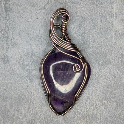 Amethyst Pendant | Copper - Wire Wrapped Handmade Jewelry | Natural Crystal | Boho | 24 inch copper plated chain included