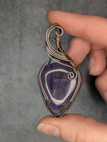 Amethyst Pendant | Copper - Wire Wrapped Handmade Jewelry | Natural Crystal | Boho | 24 inch copper plated chain included