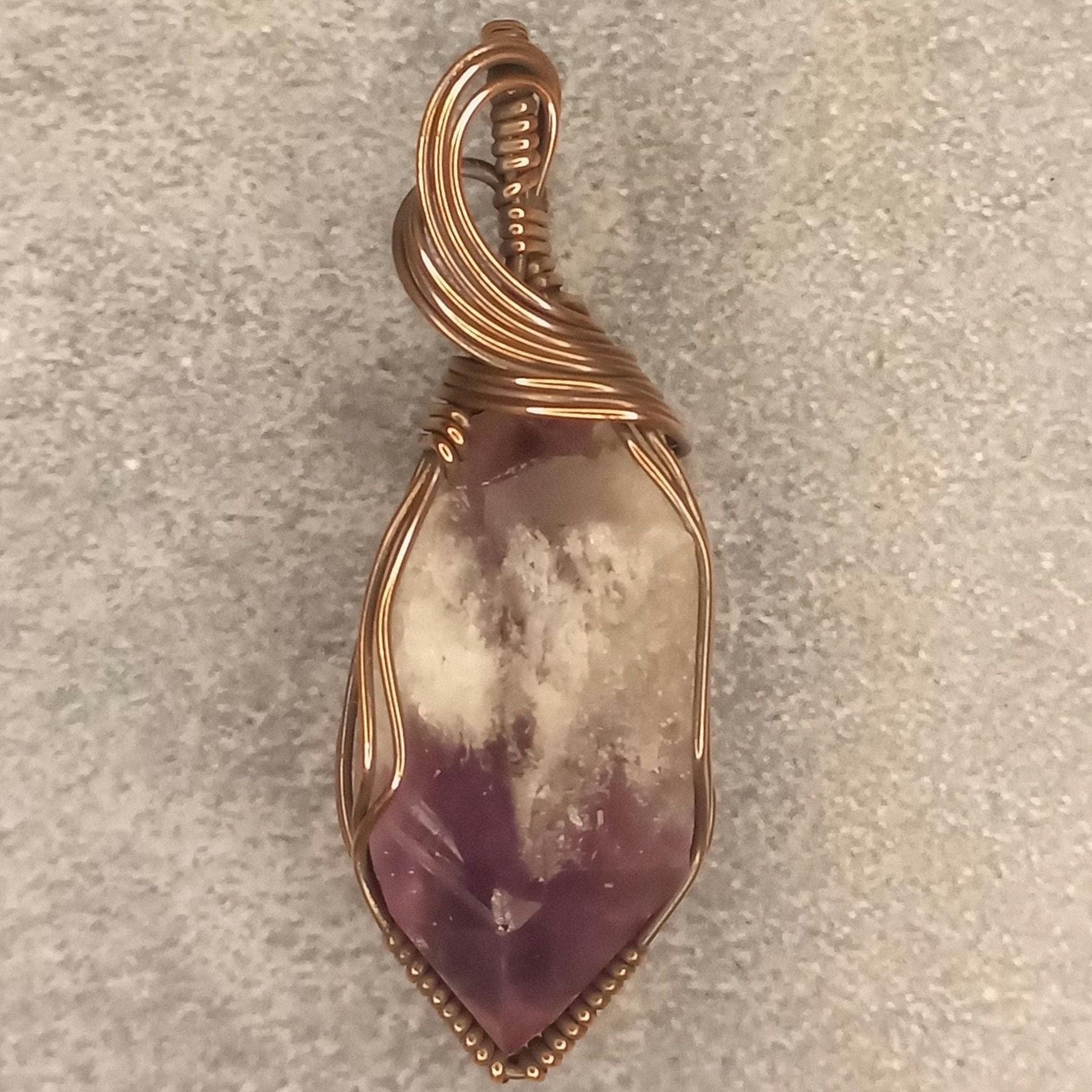 Amethyst Dragonstooth Pendant | Copper - Wire Wrapped Handmade Jewelry | Natural Crystal | Boho, Statement
