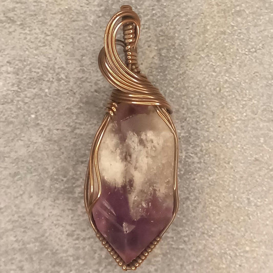 Amethyst Dragonstooth Pendant | Copper - Wire Wrapped Handmade Jewelry | Natural Crystal | Boho, Statement