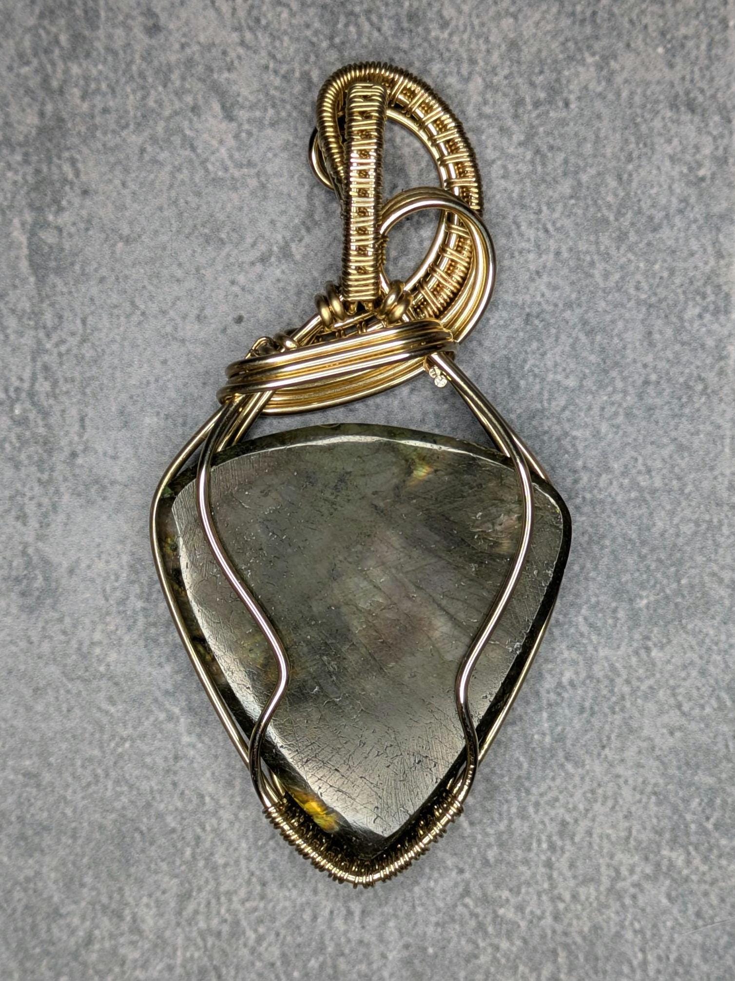 Labradorite Pendant | 14kt Gold Fill - Wire Wrapped Handmade Jewelry | Natural Crystal | Boho | 16 inch 14kt Gold Fill chain included
