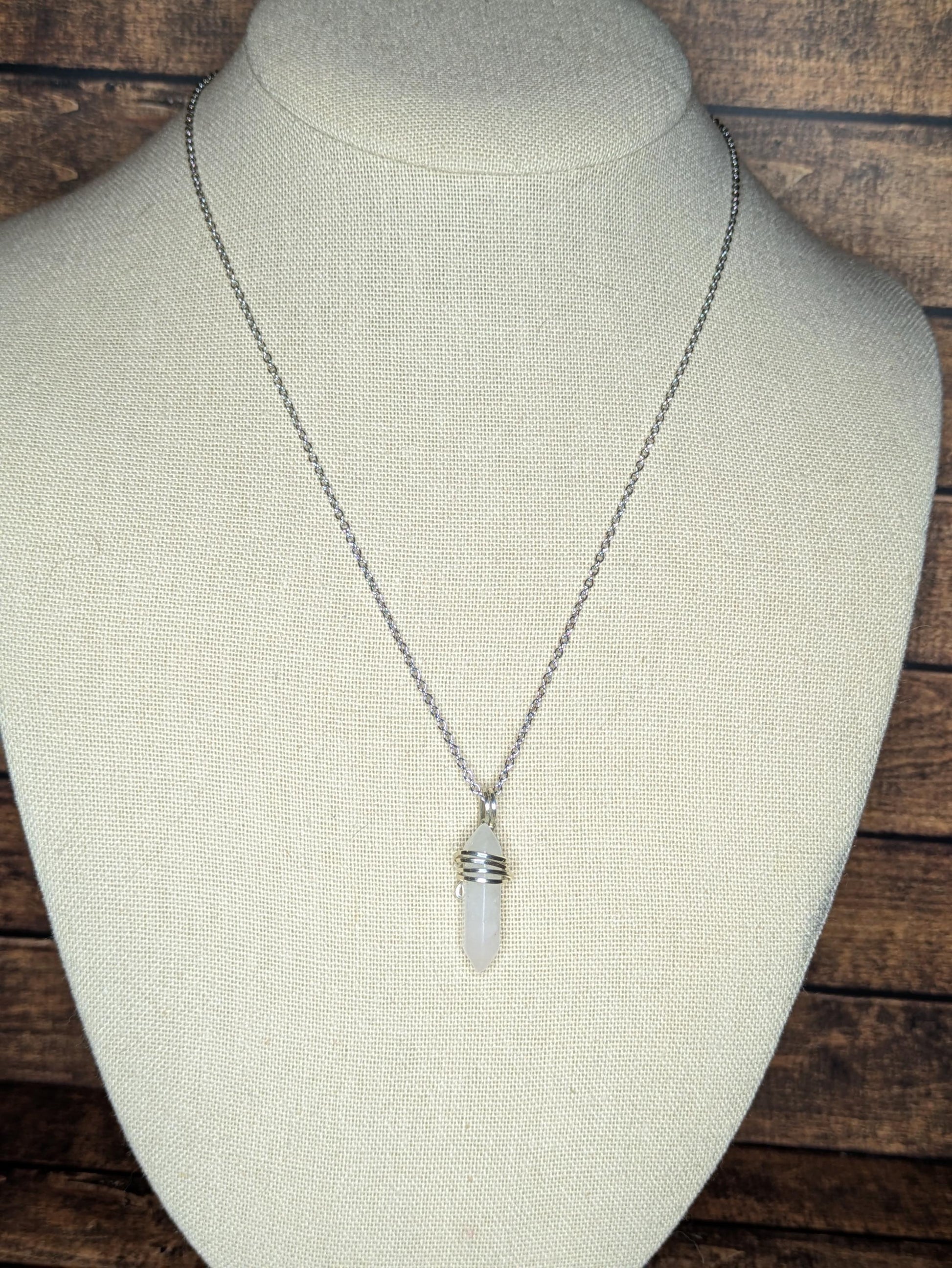 Rose Quartz Pendant | Sterling Silver - Wire Wrapped Handmade Jewelry | Natural Crystal | 20 inch stainless steel chain included