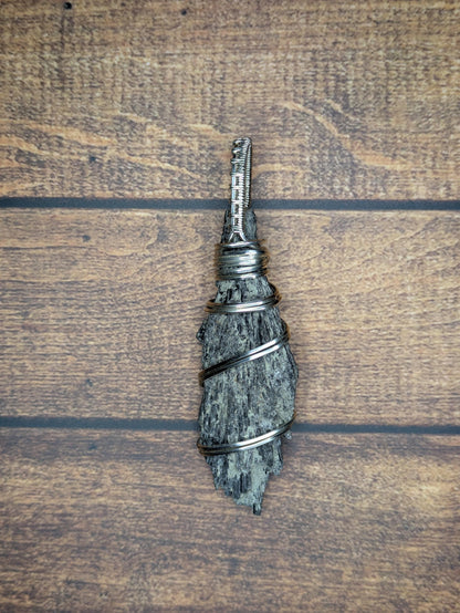 Kyanite Pendant | Sterling Silver - Wire Wrapped Handmade Jewelry | Natural Crystal | 20 inch stainless steel chain included
