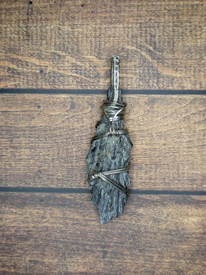 Kyanite Pendant | Sterling Silver - Wire Wrapped Handmade Jewelry | Natural Crystal | 20 inch stainless steel chain included