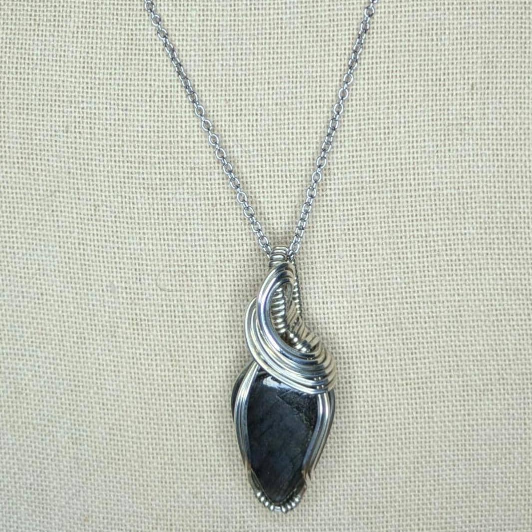 Labradorite Pendant | Sterling Silver - Wire Wrapped Handmade Jewelry | Natural Crystal | 20 inch stainless steel chain included