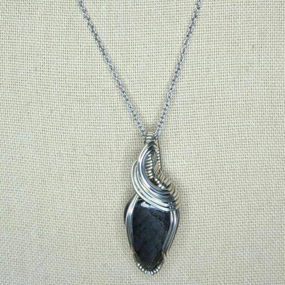 Labradorite Pendant | Sterling Silver - Wire Wrapped Handmade Jewelry | Natural Crystal | 20 inch stainless steel chain included