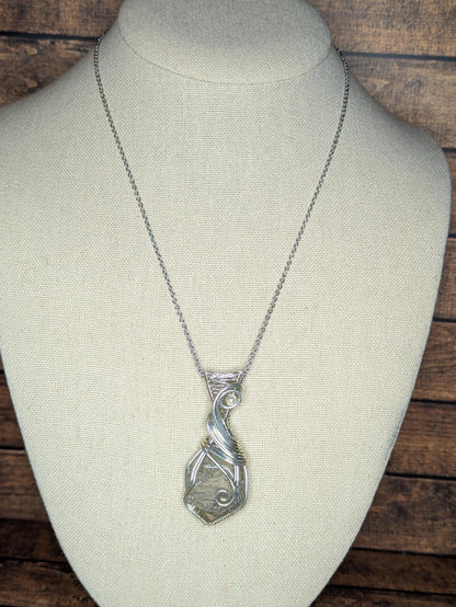 Rutilated Quartz Pendant | Sterling Silver - Wire Wrapped Handmade Jewelry | Natural Crystal | 20 inch stainless steel chain included