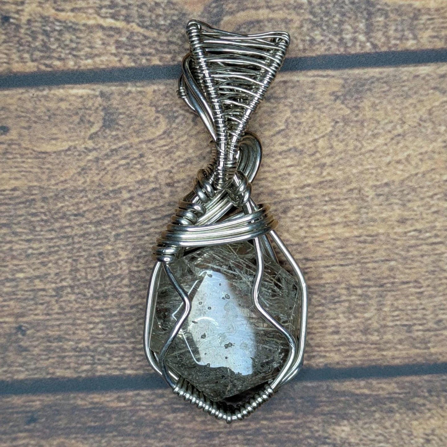 Rutilated Quartz Pendant | Sterling Silver - Wire Wrapped Handmade Jewelry | Natural Crystal | 20 inch stainless steel chain included