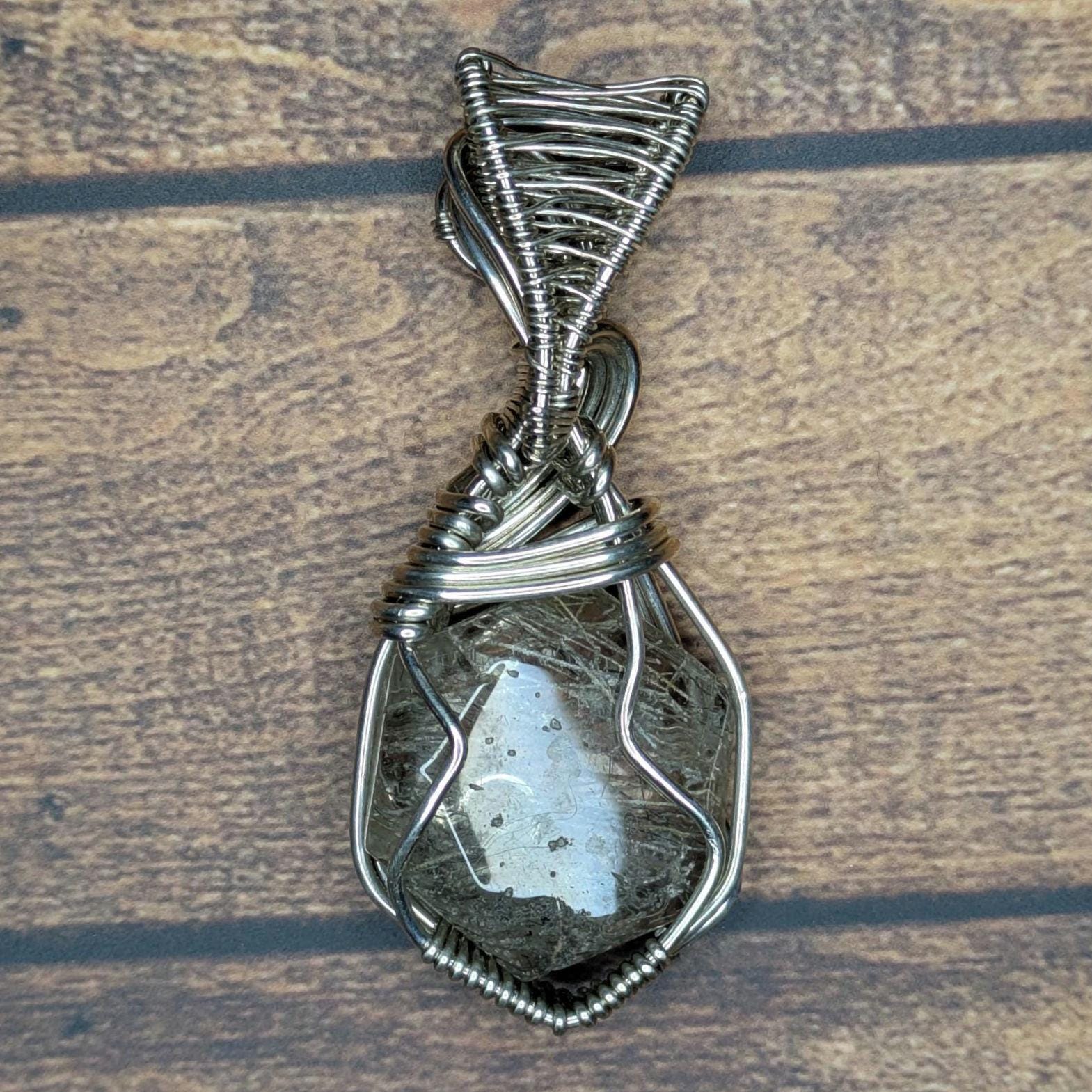 Rutilated Quartz Pendant | Sterling Silver - Wire Wrapped Handmade Jewelry | Natural Crystal | 20 inch stainless steel chain included