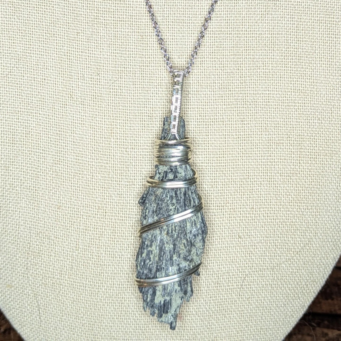 Kyanite Pendant | Sterling Silver - Wire Wrapped Handmade Jewelry | Natural Crystal | 20 inch stainless steel chain included