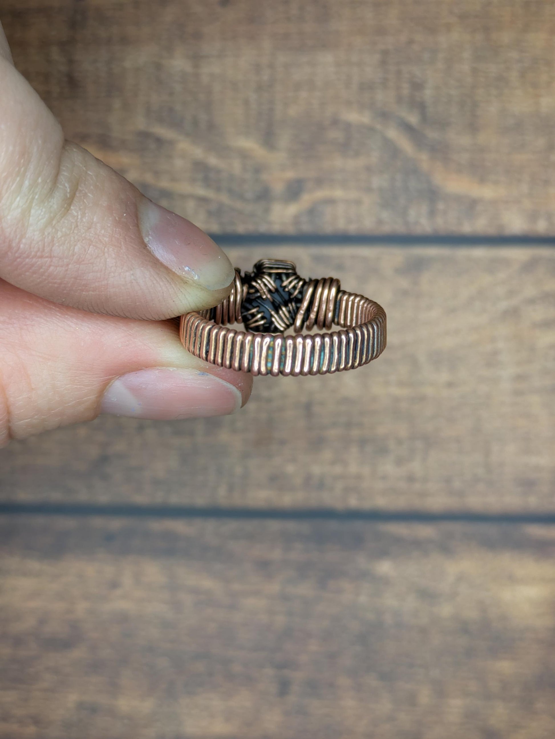 Australian Opal Triplet Ring | Copper - Wire Wrapped Handmade Jewelry | Minimalist | Natural Crystal | Size 8