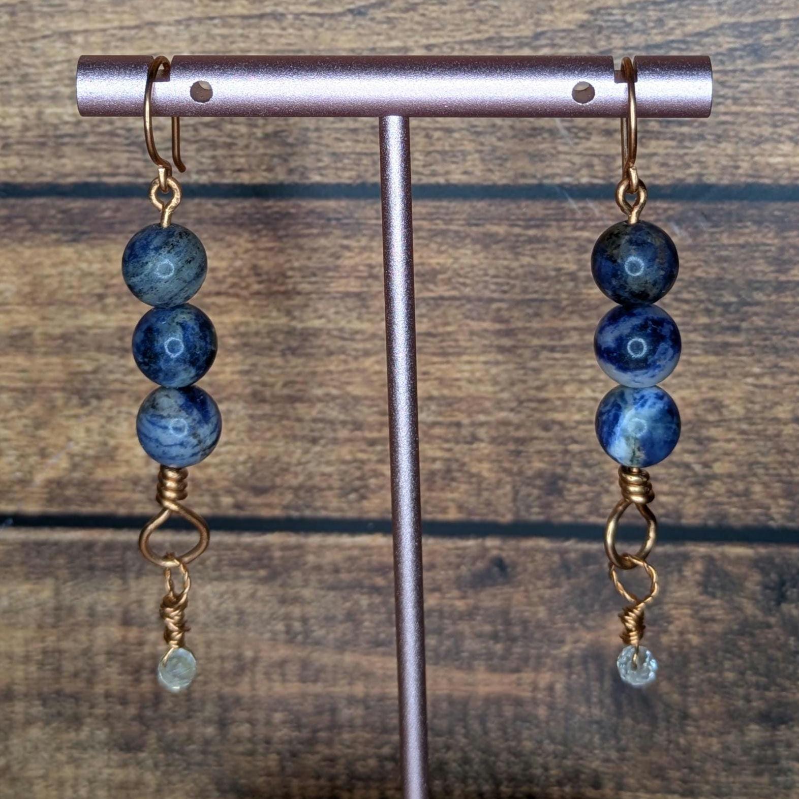 Copper and Natural Stone Earring Pair, with Copper Ear Wire