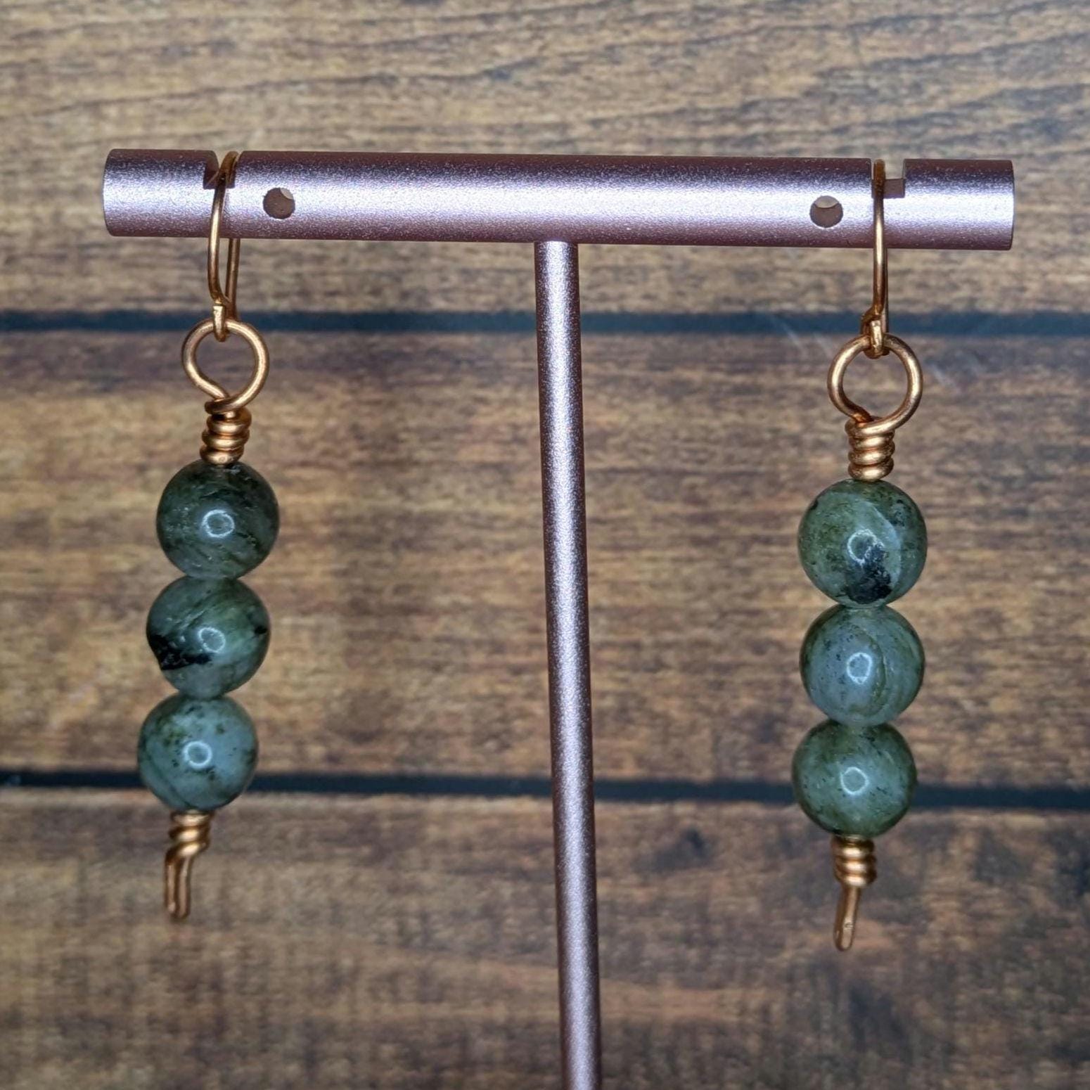 Copper and Natural Stone Earring Pair, with Copper Ear Wire