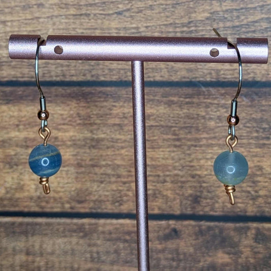 Copper and Natural Stone Earring Pair, with Stainless Steel Ear Wire