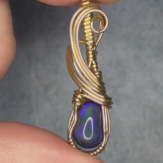 Opal Pendant | 14kt Gold Fill - Wire Wrapped Handmade Jewelry | Natural Crystal | Boho | 16 inch 14kt Gold Fill chain included